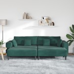 vidaXL Canapea din catifea cu pernă 3 pcs Verde închis 208 cm Catifea vidaXL Canapea din catifea cu pernă 3 pcs Verde închis 208 cm Catifea
