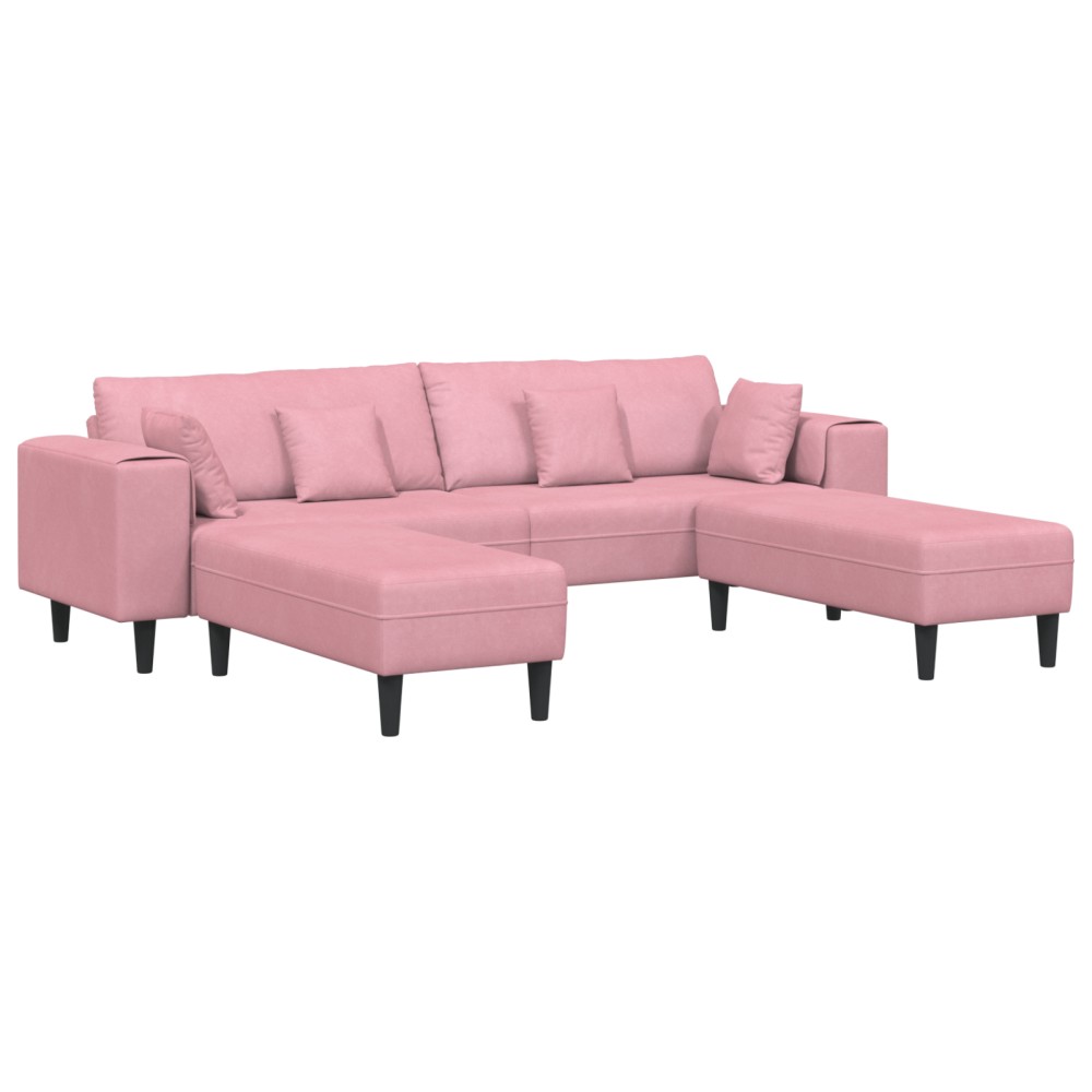 vidaXL Canapea din catifea cu pernă 3 pcs Roz 208 cm Catifea