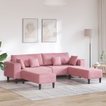 vidaXL Canapea din catifea cu pernă 3 pcs Roz 208 cm Catifea vidaXL Canapea din catifea cu pernă 3 pcs Roz 208 cm Catifea
