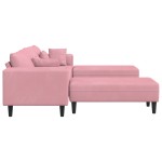 vidaXL Canapea din catifea cu pernă 3 pcs Roz 208 cm Catifea vidaXL Canapea din catifea cu pernă 3 pcs Roz 208 cm Catifea