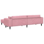vidaXL Canapea din catifea cu pernă 3 pcs Roz 208 cm Catifea vidaXL Canapea din catifea cu pernă 3 pcs Roz 208 cm Catifea