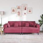 vidaXL Canapea din catifea cu pernă 3 pcs Roșu Vin 208 cm Catifea vidaXL Canapea din catifea cu pernă 3 pcs Roșu Vin 208 cm Catifea