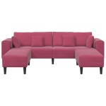 vidaXL Canapea din catifea cu pernă 3 pcs Roșu Vin 208 cm Catifea vidaXL Canapea din catifea cu pernă 3 pcs Roșu Vin 208 cm Catifea