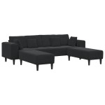 vidaXL Canapea din catifea cu pernă 3 pcs Negru 208 cm Catifea vidaXL Canapea din catifea cu pernă 3 pcs Negru 208 cm Catifea