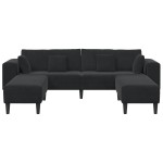 vidaXL Canapea din catifea cu pernă 3 pcs Negru 208 cm Catifea vidaXL Canapea din catifea cu pernă 3 pcs Negru 208 cm Catifea