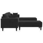 vidaXL Canapea din catifea cu pernă 3 pcs Negru 208 cm Catifea vidaXL Canapea din catifea cu pernă 3 pcs Negru 208 cm Catifea