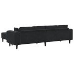 vidaXL Canapea din catifea cu pernă 3 pcs Negru 208 cm Catifea vidaXL Canapea din catifea cu pernă 3 pcs Negru 208 cm Catifea