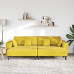 vidaXL Canapea din catifea cu pernă 3 pcs Galben 208 cm Catifea vidaXL Canapea din catifea cu pernă 3 pcs Galben 208 cm Catifea