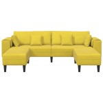 vidaXL Canapea din catifea cu pernă 3 pcs Galben 208 cm Catifea vidaXL Canapea din catifea cu pernă 3 pcs Galben 208 cm Catifea