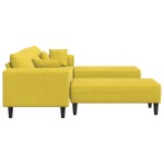 vidaXL Canapea din catifea cu pernă 3 pcs Galben 208 cm Catifea vidaXL Canapea din catifea cu pernă 3 pcs Galben 208 cm Catifea