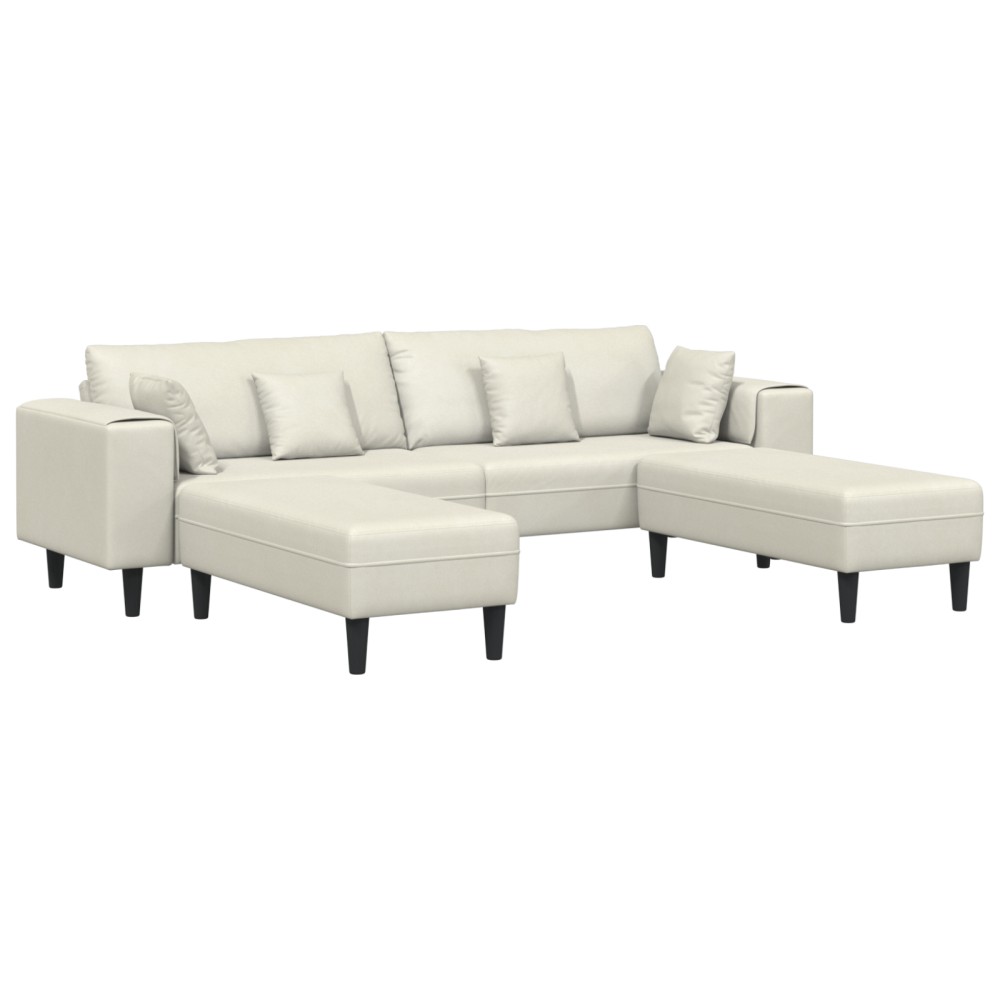 vidaXL Canapea din catifea cu pernă 3 pcs Crem 208 cm Catifea