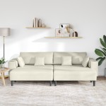 vidaXL Canapea din catifea cu pernă 3 pcs Crem 208 cm Catifea vidaXL Canapea din catifea cu pernă 3 pcs Crem 208 cm Catifea