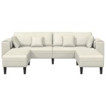 vidaXL Canapea din catifea cu pernă 3 pcs Crem 208 cm Catifea vidaXL Canapea din catifea cu pernă 3 pcs Crem 208 cm Catifea