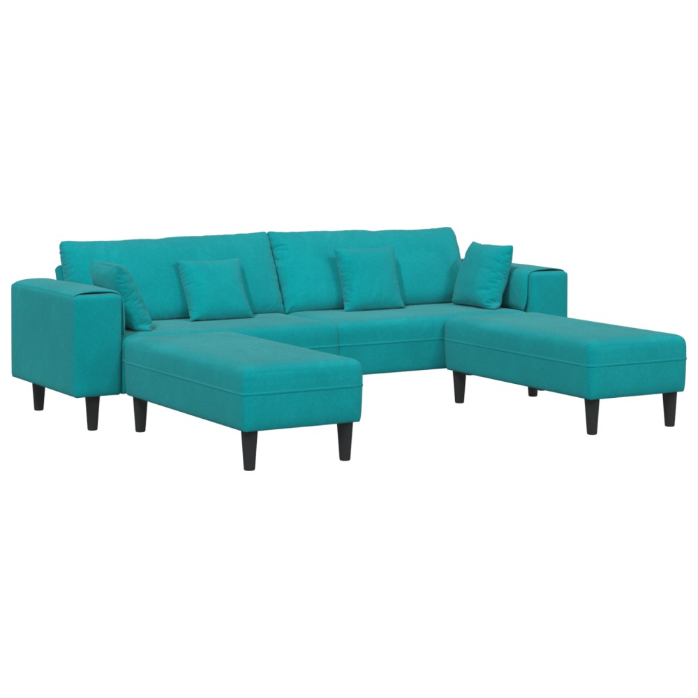 vidaXL Canapea din catifea cu pernă 3 pcs Turcoaz 208 cm Catifea