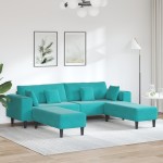 vidaXL Canapea din catifea cu pernă 3 pcs Turcoaz 208 cm Catifea