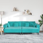 vidaXL Canapea din catifea cu pernă 3 pcs Turcoaz 208 cm Catifea