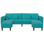 vidaXL Canapea din catifea cu pernă 3 pcs Turcoaz 208 cm Catifea