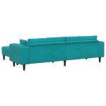vidaXL Canapea din catifea cu pernă 3 pcs Turcoaz 208 cm Catifea