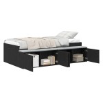 vidaXL Cadru de pat cu depozitare Stejar negru 100 x 200 cm