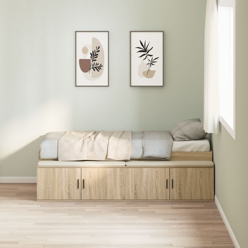 vidaXL Cadru de pat cu depozitare Stejar sonoma 100 x 200 cm