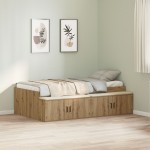 vidaXL Cadru de pat cu depozitare stejar artizanal 100 x 200 cm