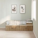 vidaXL Cadru de pat cu depozitare stejar artizanal 100 x 200 cm
