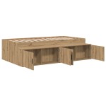 vidaXL Cadru de pat cu depozitare stejar artizanal 100 x 200 cm