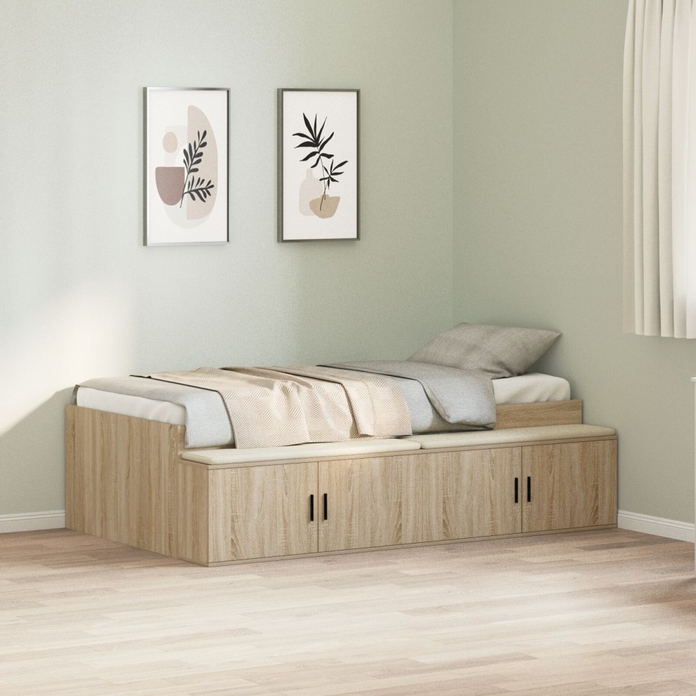 vidaXL Cadru de pat cu depozitare Stejar sonoma 90 x 200 cm