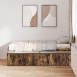 vidaXL Cadru de pat cu depozitare Stejar afumat 90 x 200 cm