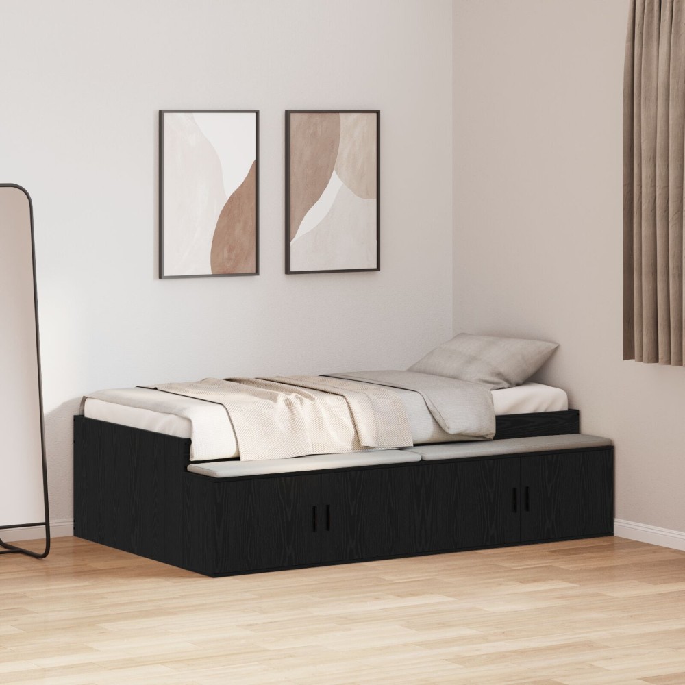 vidaXL Cadru de pat cu depozitare Stejar negru 80 x 200 cm