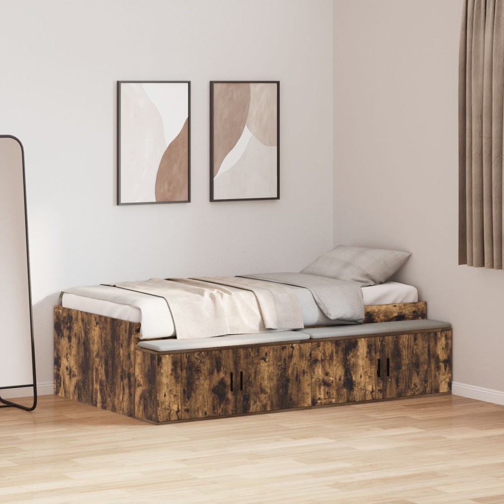 vidaXL Cadru de pat cu depozitare Stejar afumat 80 x 200 cm