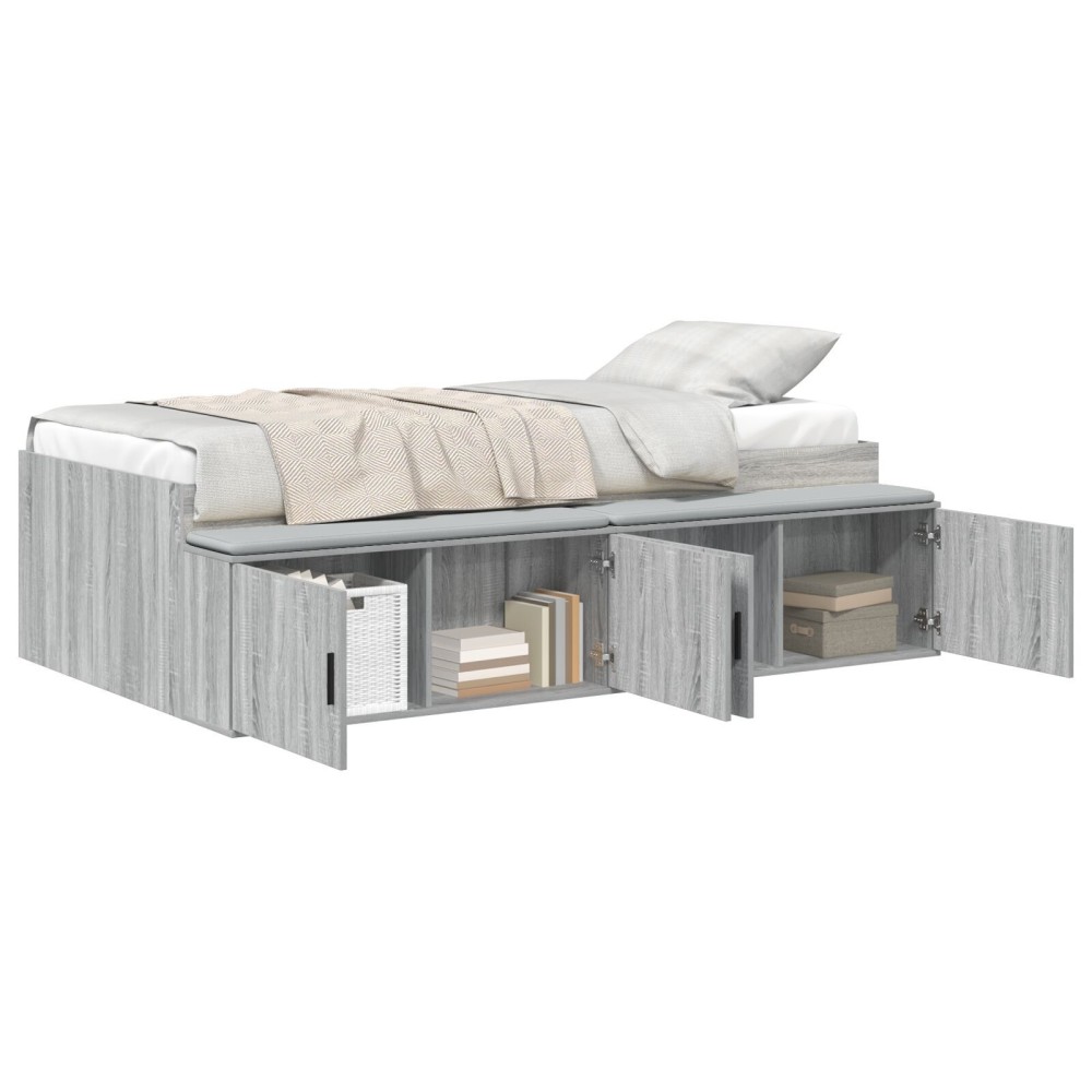 vidaXL Cadru de pat cu depozitare sonoma gri 80 x 200 cm Lemn compozit
