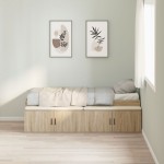 vidaXL Cadru de pat cu depozitare Stejar sonoma 90 x 190 cm
