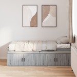 vidaXL Cadru de pat cu depozitare sonoma gri 75 x 190 cm Lemn compozit