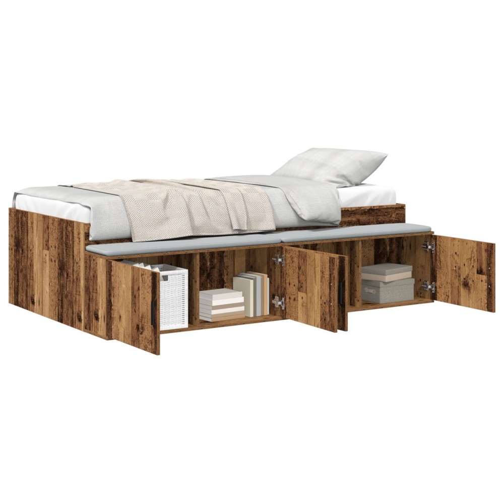 vidaXL Cadru de pat cu depozitare stejar artizanal 75 x 190 cm