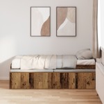 vidaXL Cadru de pat cu depozitare stejar artizanal 75 x 190 cm