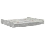 vidaXL Cadru de pat cu depozitare cu sertar Gri din beton 200 x 200 cm