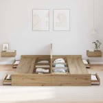 vidaXL Cadru de pat cu depozitare Stejar Artizanal 200 x 200 cm