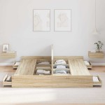 vidaXL Cadru de pat cu depozitare cu sertar Stejar Sonoma 180 x 200 cm
