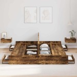 vidaXL Cadru de pat cu depozitare Stejar fumuriu 180 x 200 cm