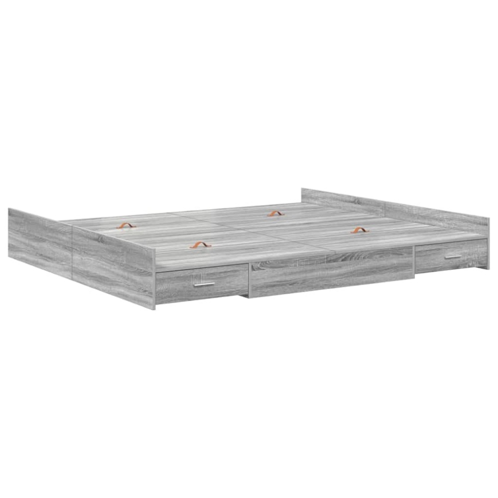 vidaXL Cadru de pat cu depozitare cu headboard sonoma gri 180 x 200 cm