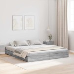 vidaXL Cadru de pat cu depozitare cu headboard sonoma gri 180 x 200 cm
