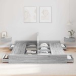 vidaXL Cadru de pat cu depozitare cu headboard sonoma gri 180 x 200 cm