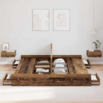 vidaXL Cadru de pat cu depozitare cu headboard Lemn Vechi 180 x 200 cm