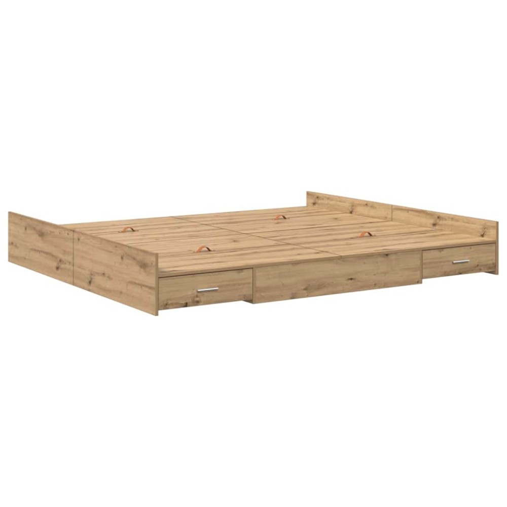 vidaXL Cadru de pat cu depozitare stejar artizanal 180 x 200 cm