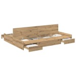 vidaXL Cadru de pat cu depozitare stejar artizanal 160 x 200 cm vidaXL Cadru de pat cu depozitare stejar artizanal 160 x 200 cm