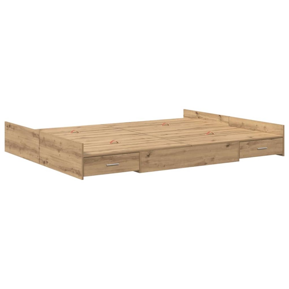 vidaXL Cadru de pat cu depozitare stejar artizanal 150 x 200 cm