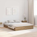 vidaXL Cadru de pat cu depozitare stejar artizanal 150 x 200 cm vidaXL Cadru de pat cu depozitare stejar artizanal 150 x 200 cm