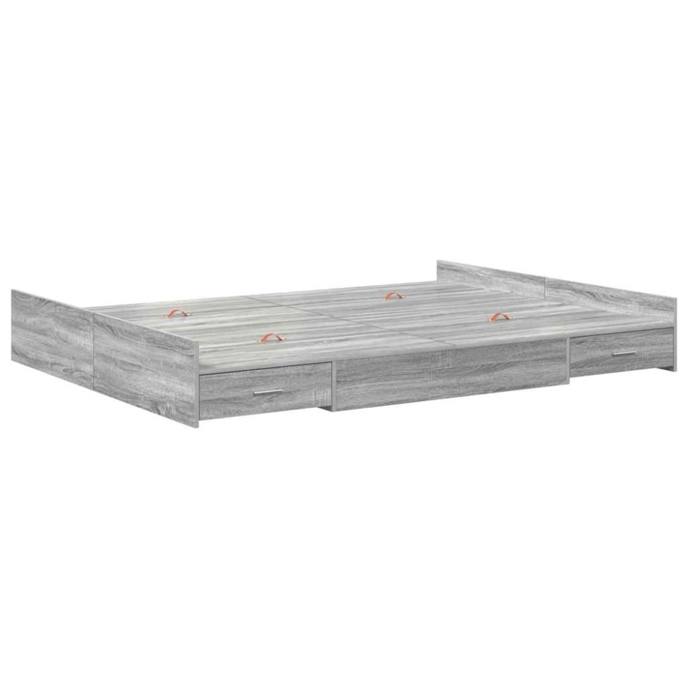 vidaXL Cadru de pat cu depozitare cu headboard sonoma gri 140 x 190 cm