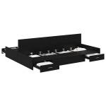 vidaXL Cadru de pat cu depozitare cu sertar Stejar Negru 135 x 190 cm